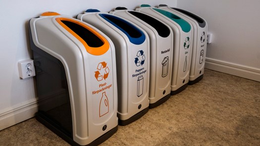 Recycling station in one of the University Housing buildings.