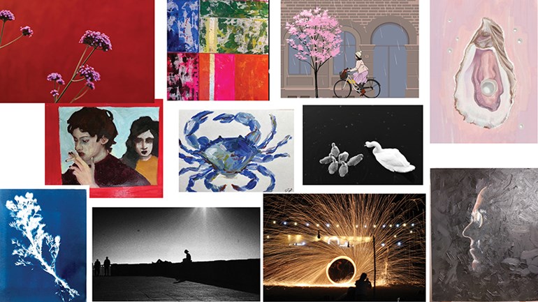 Collage utställningens konstverk