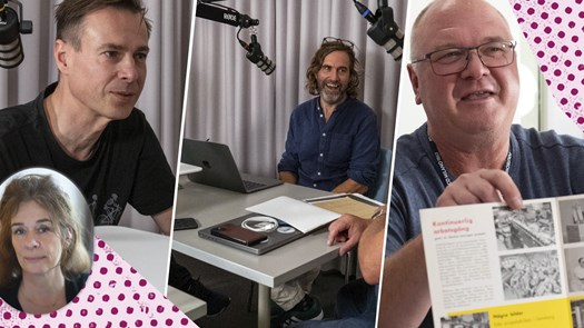 Collage med bilder från studioinspelningen plus inklippt Ulrika Torell