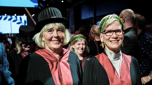 Medarbetare med doktorshatt och lagerkrans