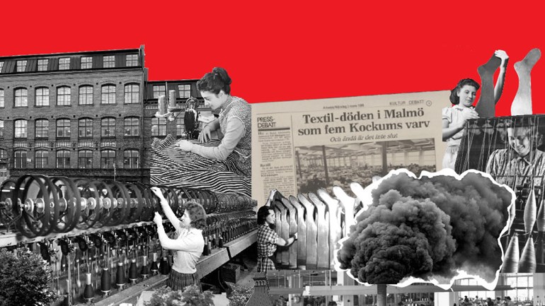 Bildcollage från Malmö textilindustri