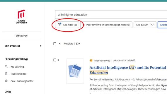 Bild med var du hittar alla filter