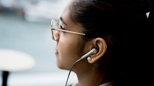 Person with earphones.