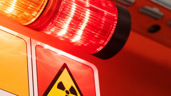 Lampa som visar att exprimentet har startat och att strålningen är på på Max IV-laboratoriet.