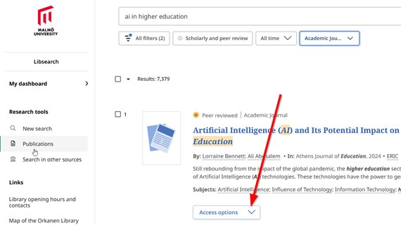 You find the links to fulltext under "Access Options"