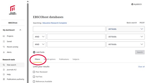 Ebsco filtrera din sökning