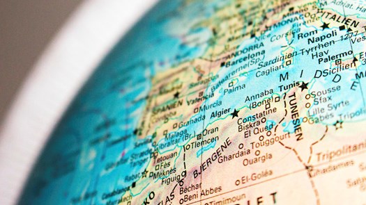 Close up of a globe.