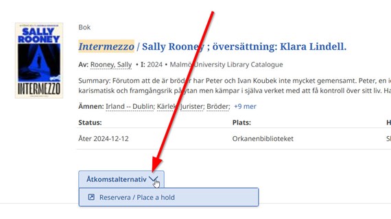 Knappen för att reservera böcker finns nu under infon om boken