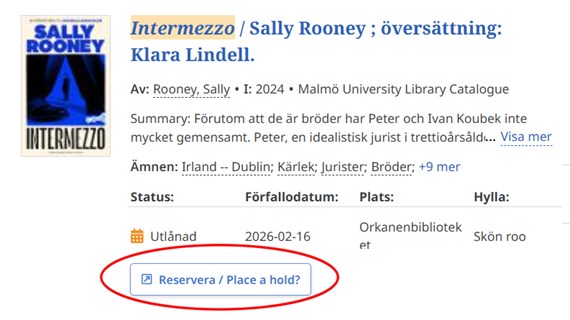 Bildinstruktion för att reservera böcker