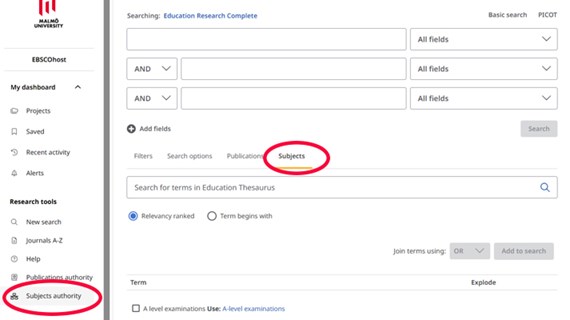 Ebsco Subjects