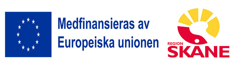 Logotyper EU och Region Skåne.